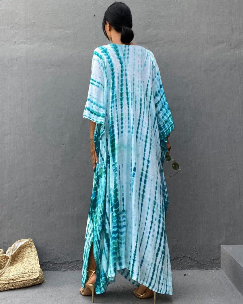 Kaftan sole tie dye ciano