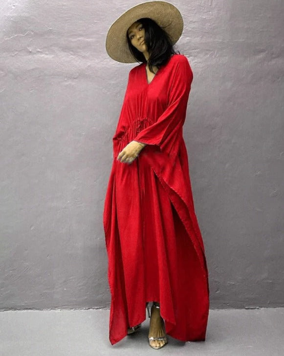 Kaftan sole liso com cordão