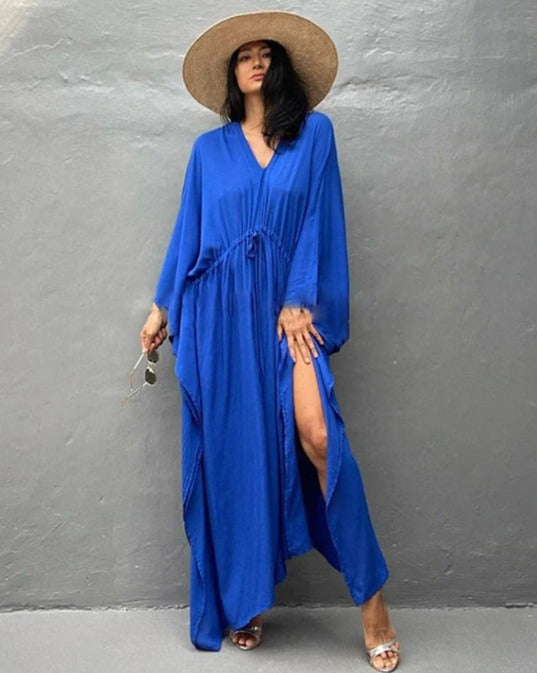 Kaftan sole liso com cordão